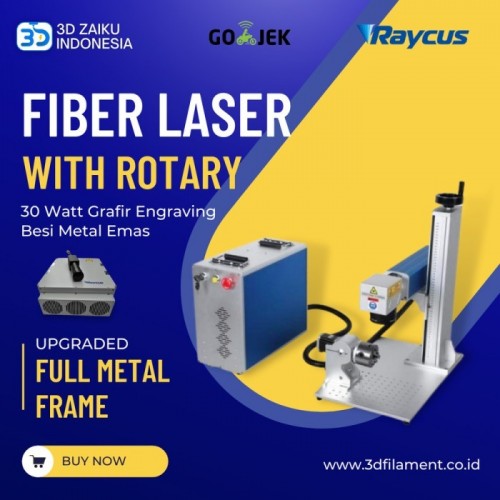 Zaiku Fiber Marking Laser Rotary 30 Watt Grafir Engraving Besi Metal - Tanpa Komputer